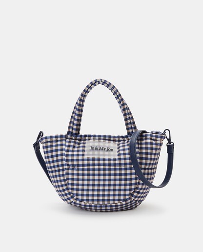 Imagen 0 de Bolso shopper pequeño con print de cuadros vichy en morado