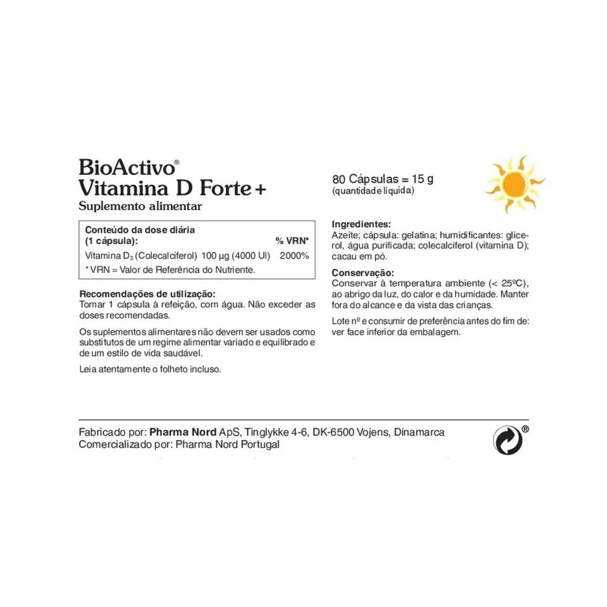 Suplemento Alimentar BioActivo Vitamina D Forte+ - 80 Cápsulas 2
