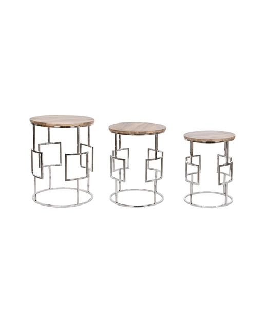 Imagen 0 de Mesita auxiliar set 3 mango acero 48 x 48 x 63 cromado