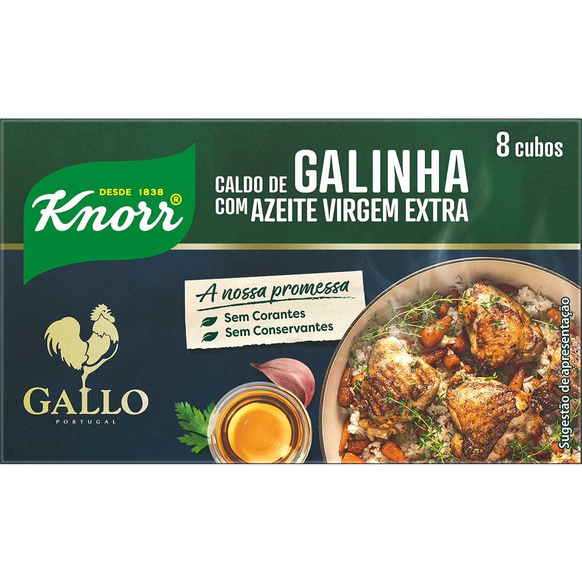 Caldo de Galinha com Azeite 8 unidades embalagem 80 g