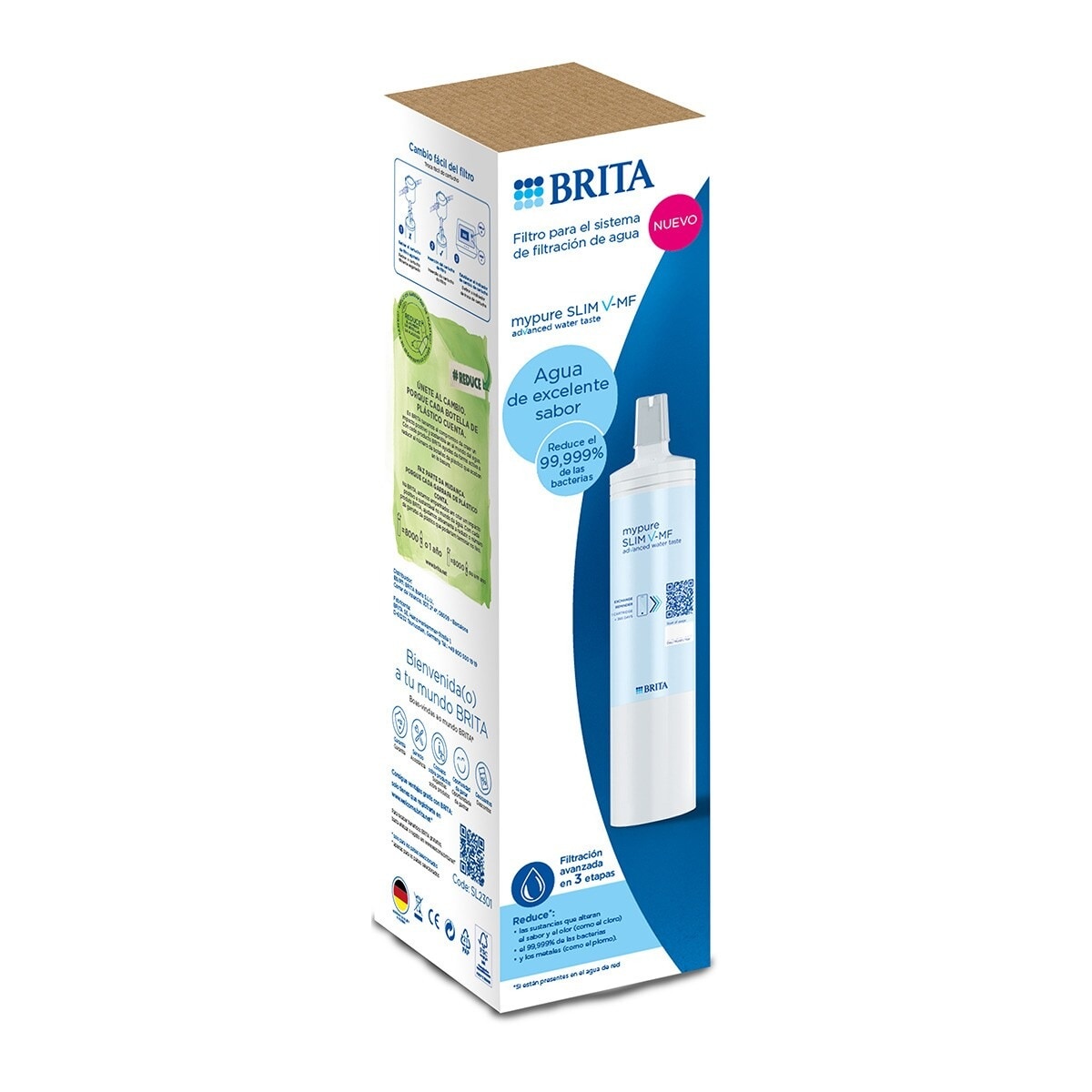 Filtro de recambio para sistema de filtrado de agua Mypure Slim Brita Blanco-2