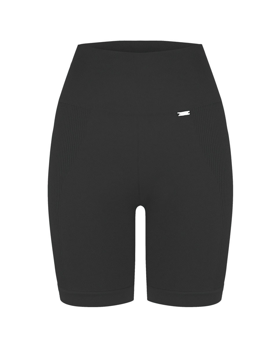 Biker Legging de Yoga sem Costuras e em Nylon Reciclado e Elastano Preto-5