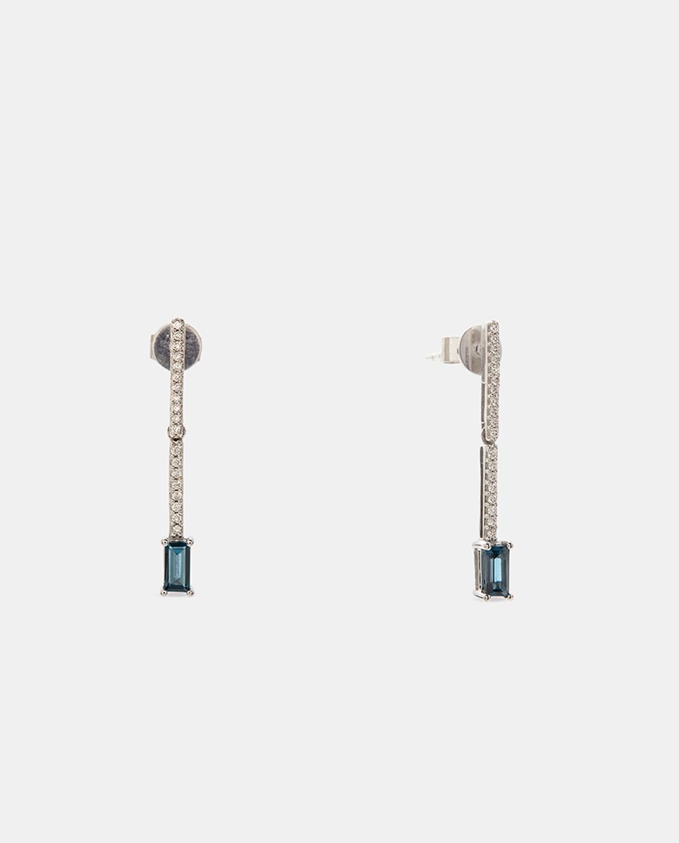 Pendientes de oro, diamantes y topacio London Azul-1