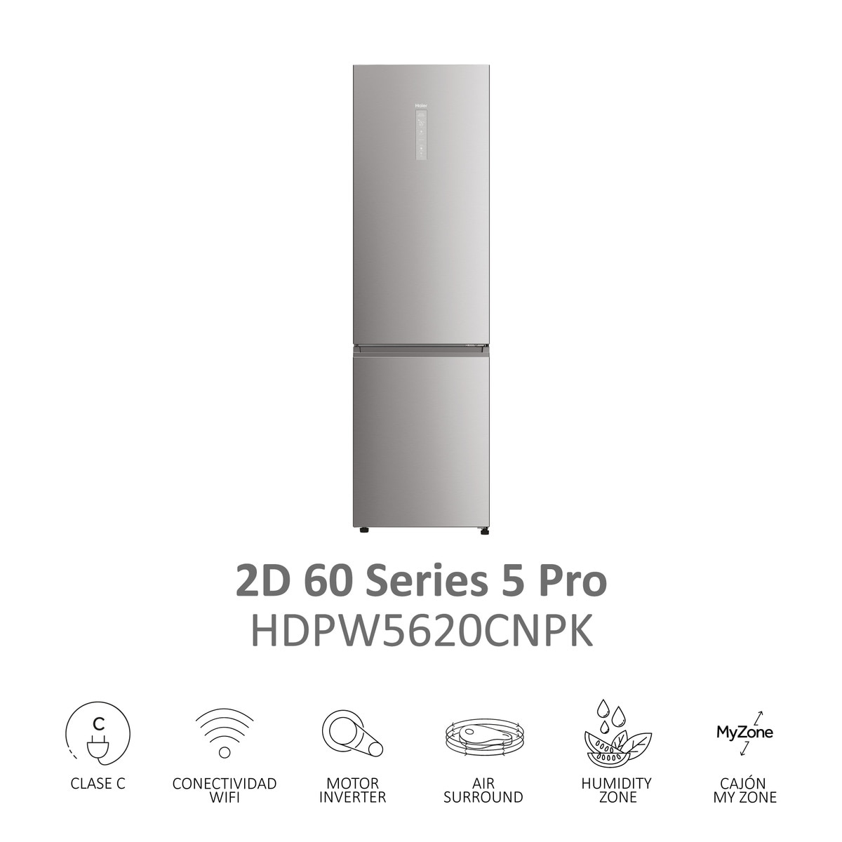 Frigorífico Combi Haier Total No Frost con WIFI 2D 60 Series 5 - HDPW5620CNPK Inox-7