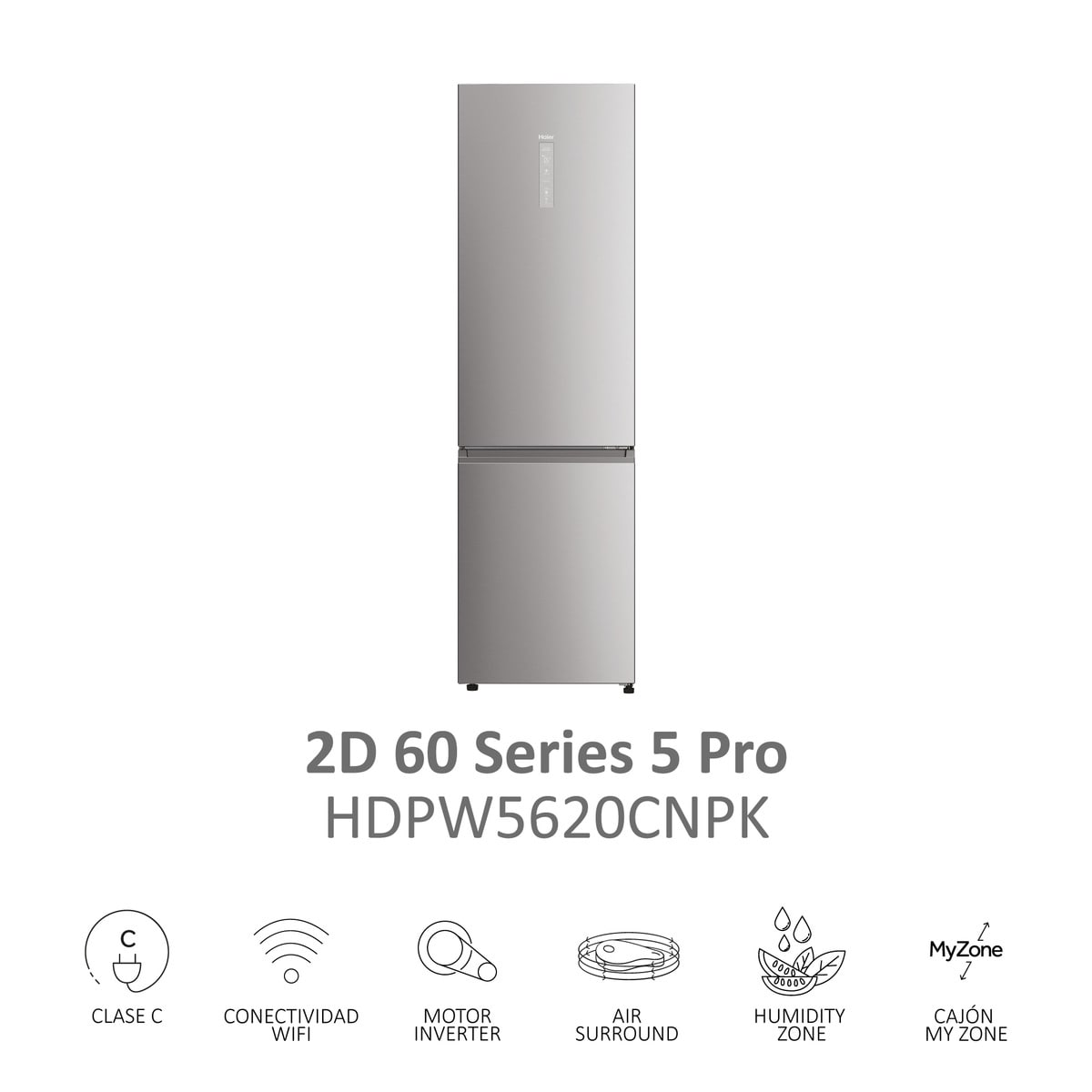 Frigorífico Combi Haier Total No Frost con WIFI 2D 60 Series 5 - HDPW5620CNPK Inox-7