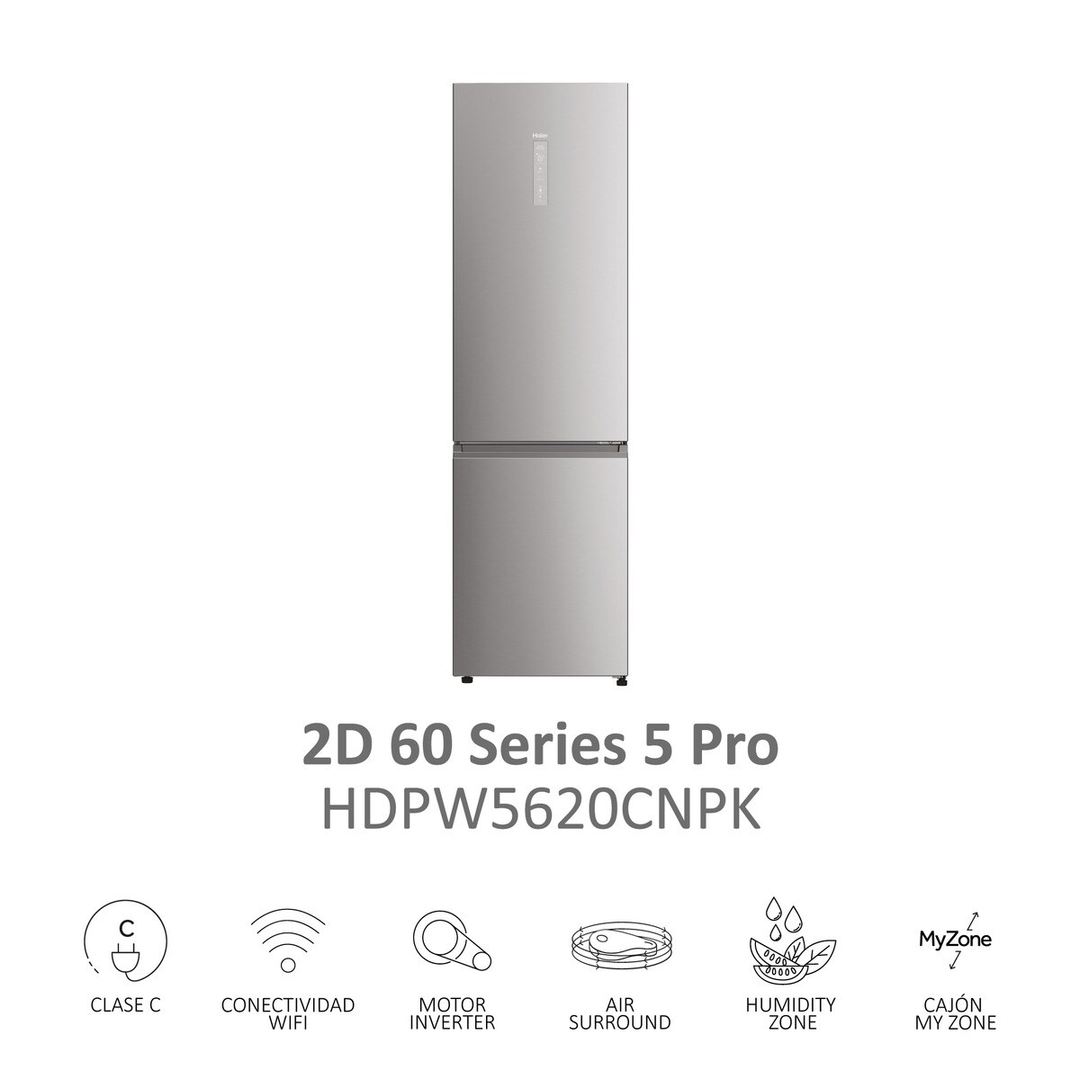 Frigorífico Combi Haier Total No Frost con WIFI 2D 60 Series 5 - HDPW5620CNPK Inox-7