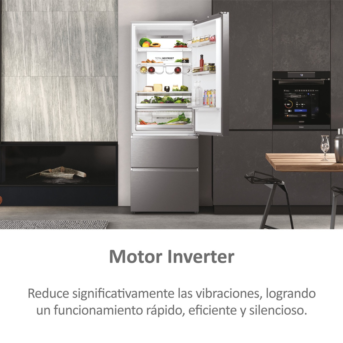 Frigorífico combi Haier Wifi, Total No Frost, 70 cm de ancho 3D 70 Series 7 - HTW7720DNMP Inox-12