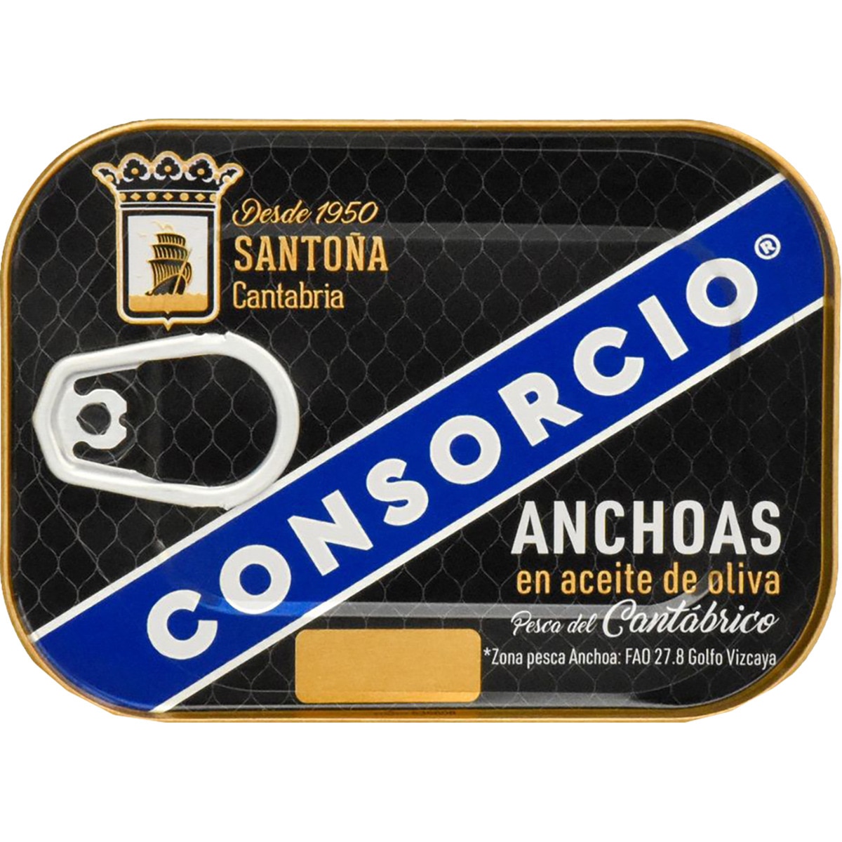filetes de anchoa en aceite de oliva pesca del Cantábrico lata 50 g neto escurrido