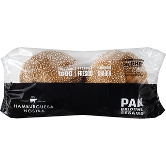 pan burger brioche con sésamo 2 unidades bolsa 160 g - Hamburguesa Nostra