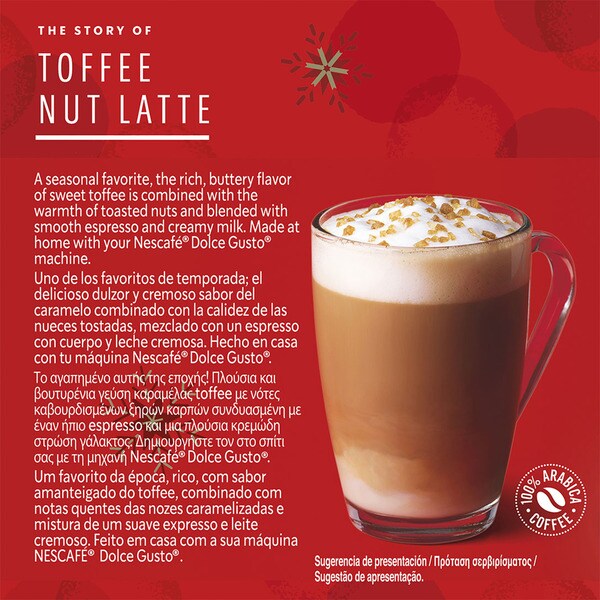 Limited Edition Toffee Nut Latte coffee case 6 capsules + 6 milk capsules compatible with Dolce Gusto