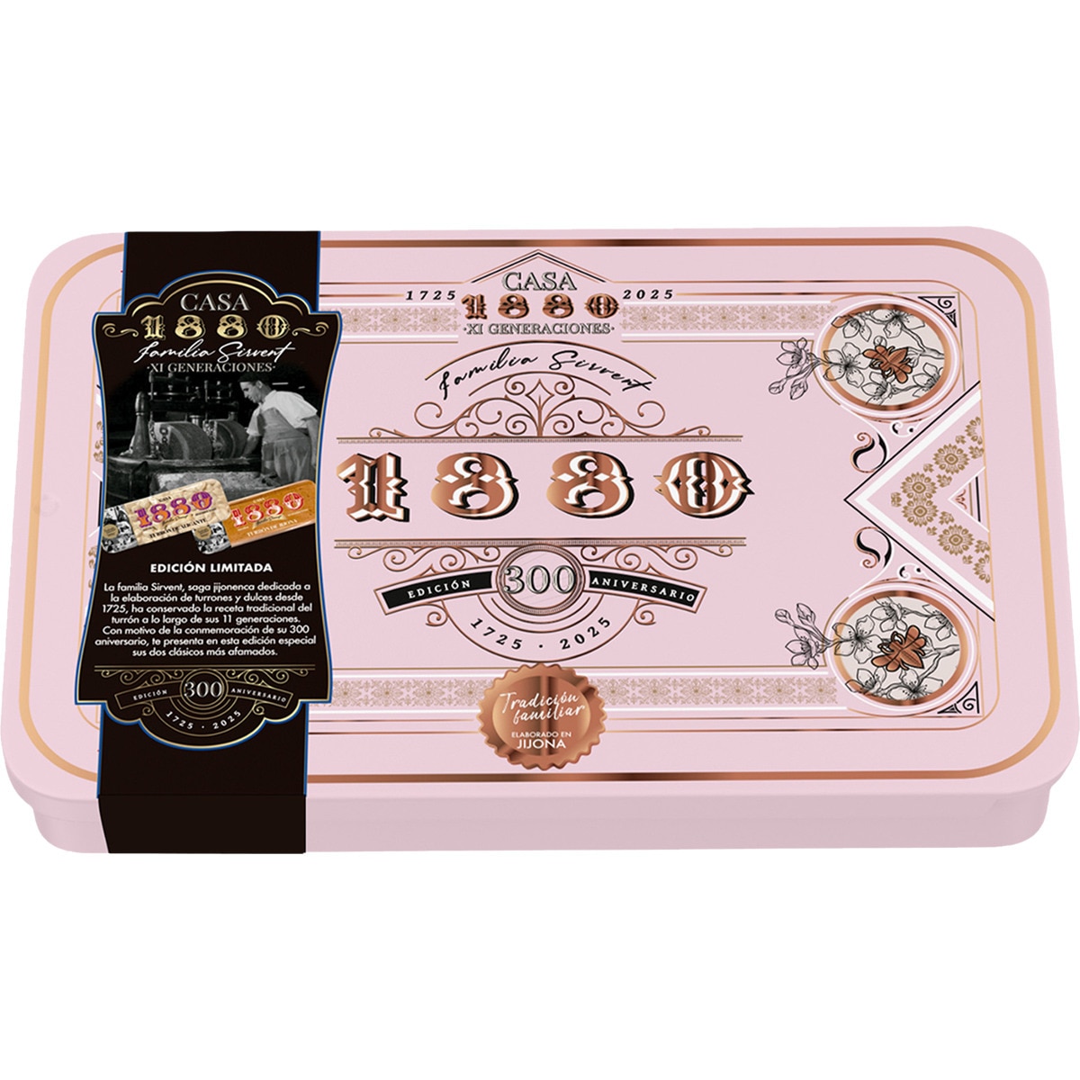 turrón blando de Jijona tableta 250 g y turrón duro de Alicante tableta 250 g lata 500 g Edición 300 ANIVERSARIO