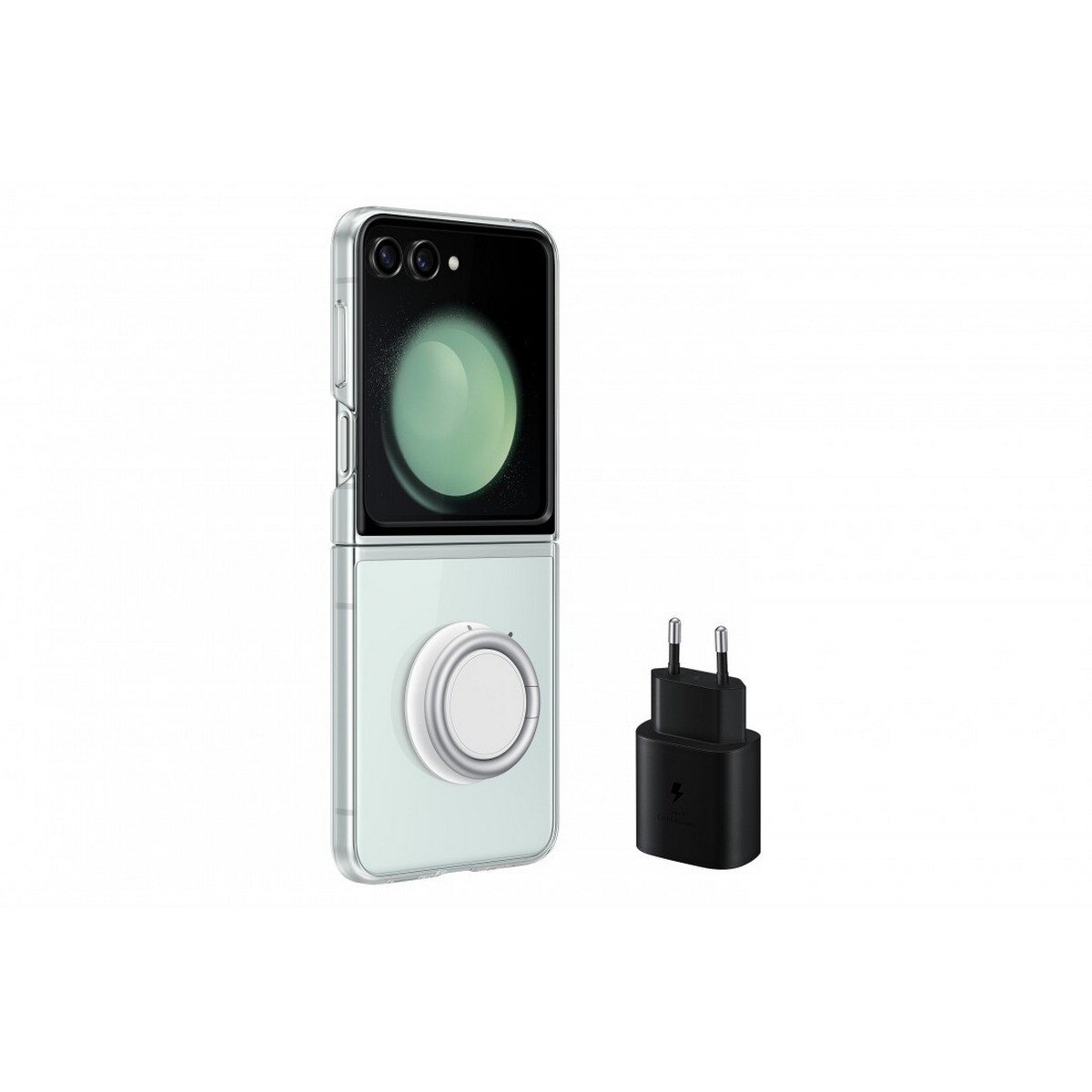 Capa de Silicone para Galaxy Z Flip 5 Transparente + Carregador USB-C 25W 1