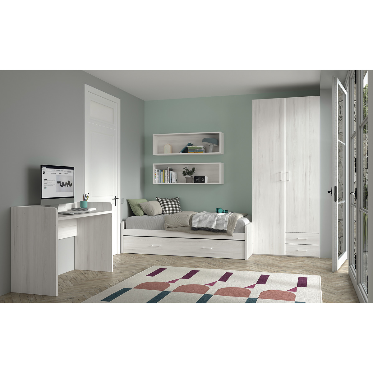 Cama com Gavetão Noel Pedra - Giz-2