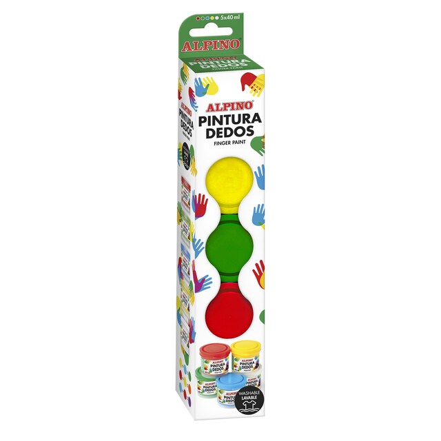 Imagen 0 de Estuche 5 botes pintura dedos de 40ml Alpino multicolor