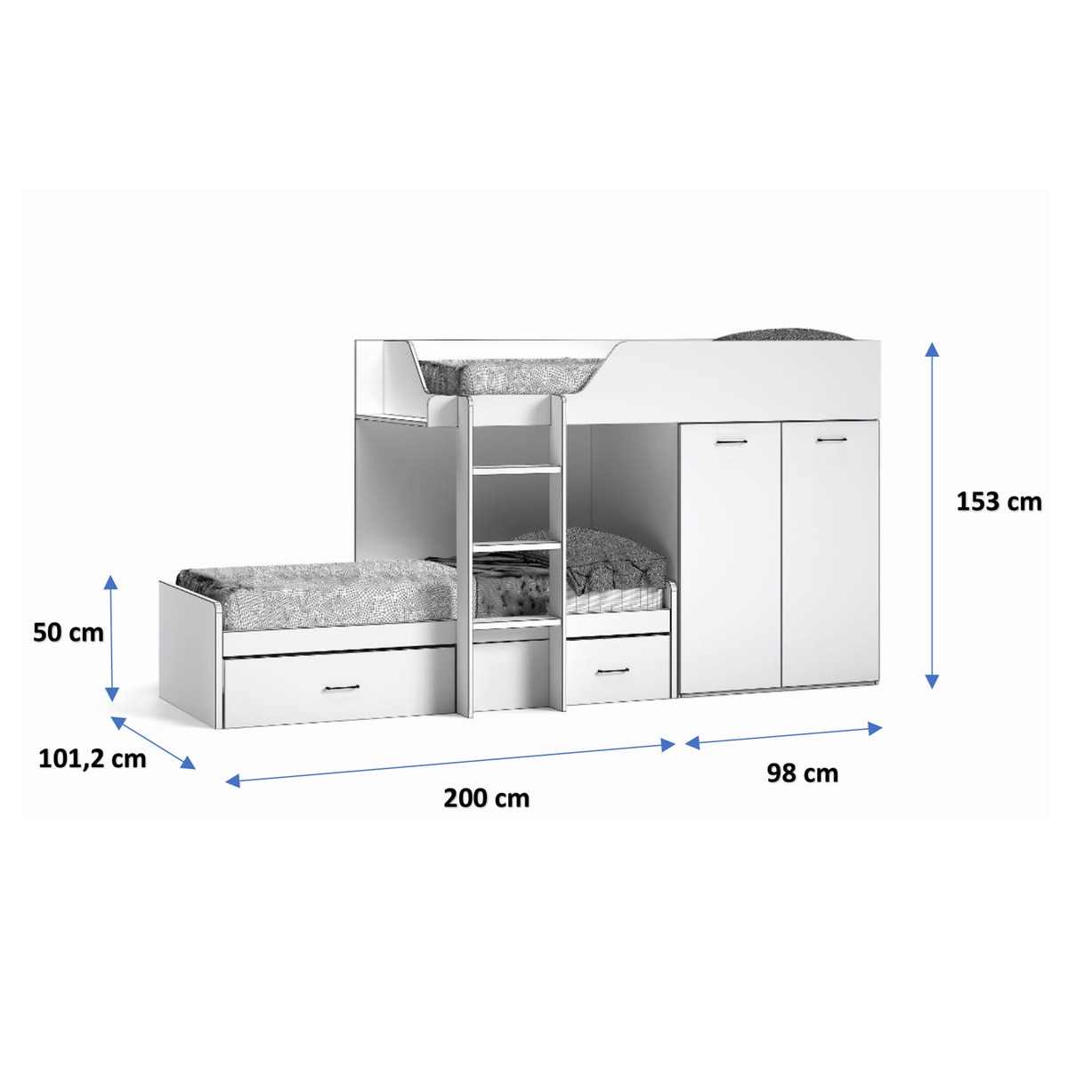Beliche Escada à Esquerda com Armário Noel Pedra - Giz-2