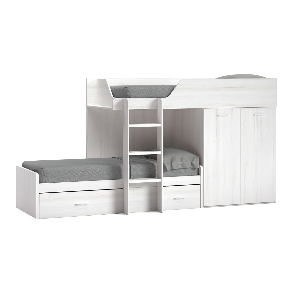 Beliche Escada à Esquerda com Armário Noel Pedra - Giz-1