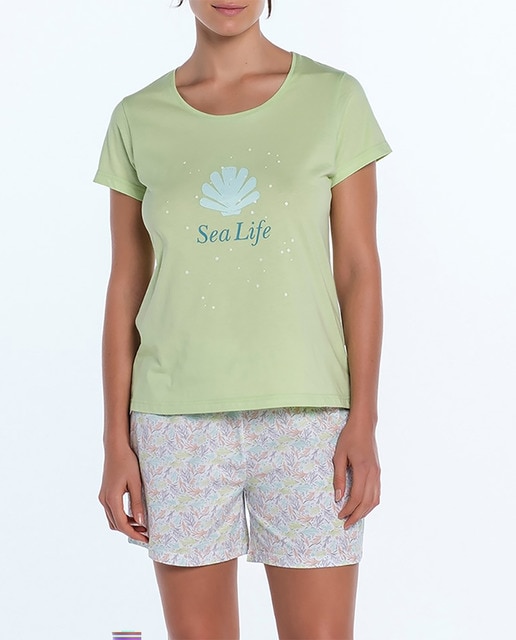 Imagen 0 de Pijama corto con estampado de fondo marino