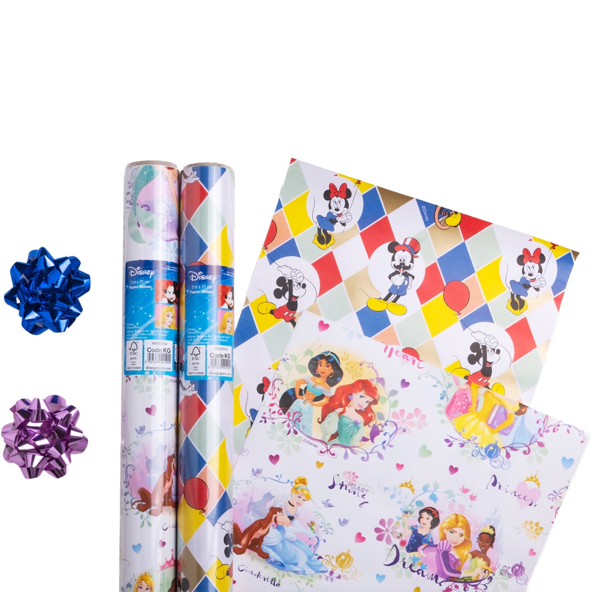 Kit 2 Rolos de Papel com 2 Laços Montados Disney - 3 m Multicolor-1