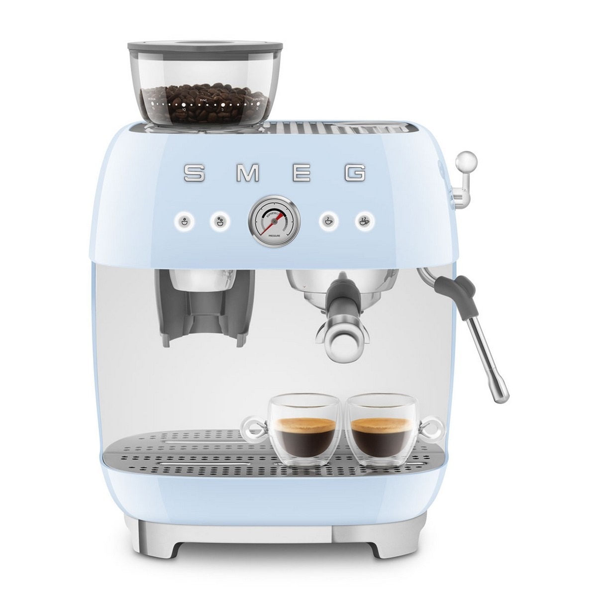 Máquina de Café Expresso Manual Smeg Anni 50, com Moinho, de 1350 W e de 15 bar Azul Céu-7