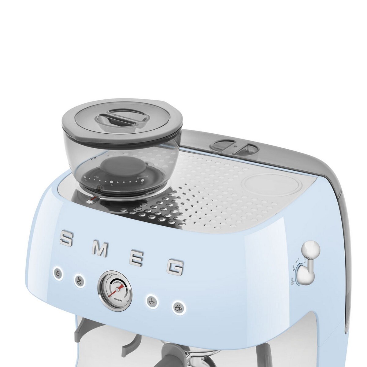 Máquina de Café Expresso Manual Smeg Anni 50, com Moinho, de 1350 W e de 15 bar Azul Céu-6