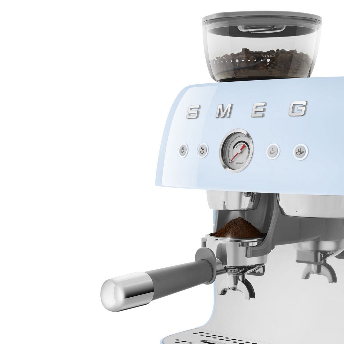 Máquina de Café Expresso Manual Smeg Anni 50, com Moinho, de 1350 W e de 15 bar Azul Céu-5