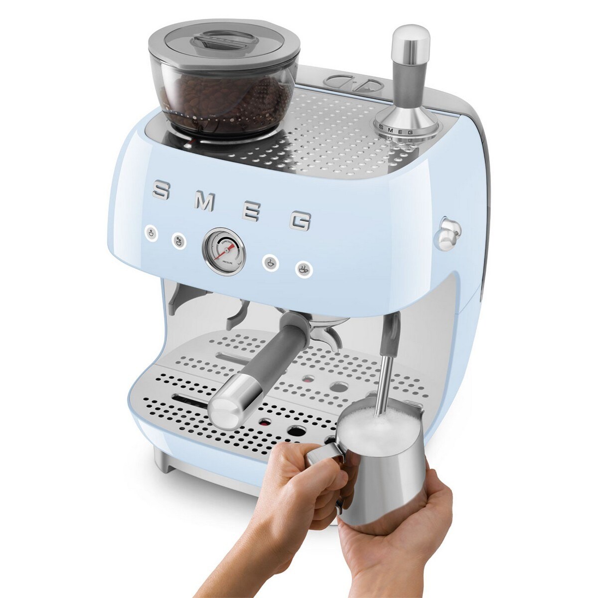 Máquina de Café Expresso Manual Smeg Anni 50, com Moinho, de 1350 W e de 15 bar Azul Céu-4