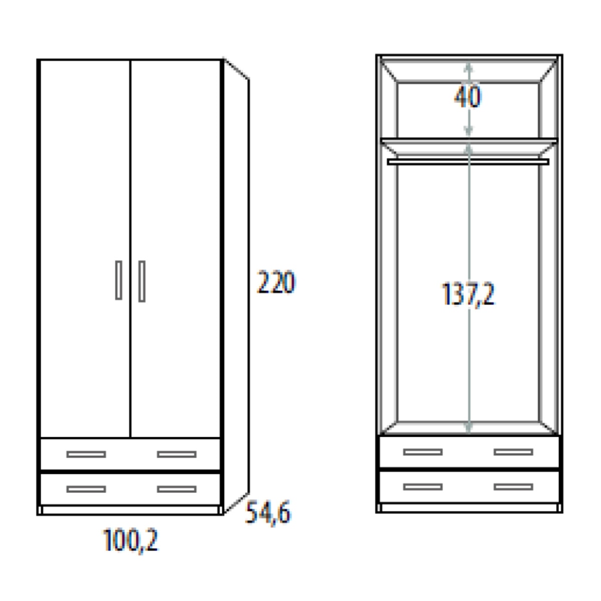 Armário com 2 Portas e 2 Gavetas Noel Pedra - Giz-4