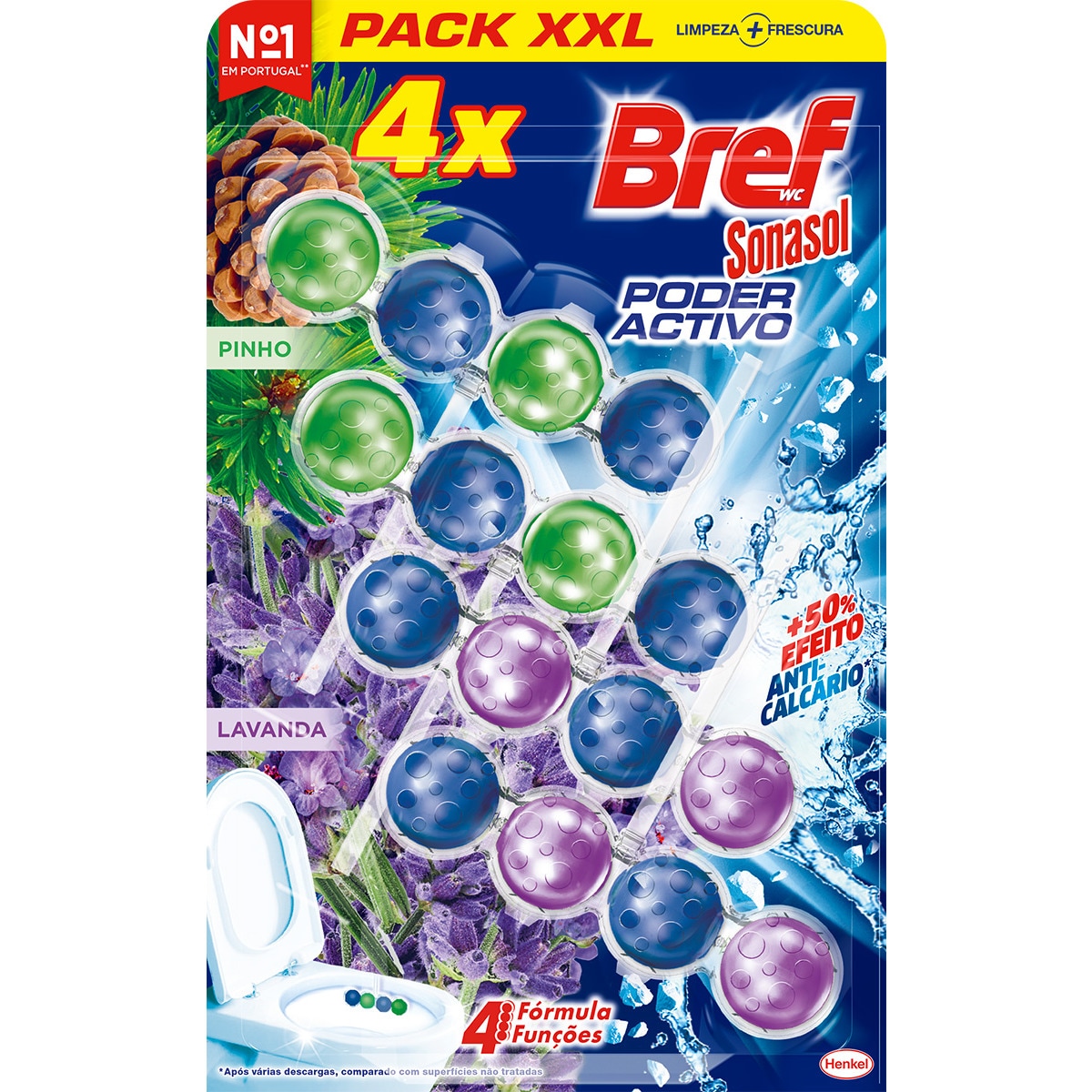 Bloco Sanitário Quádruplo Power Activ Pinho-Lavanda embalagem embalagem