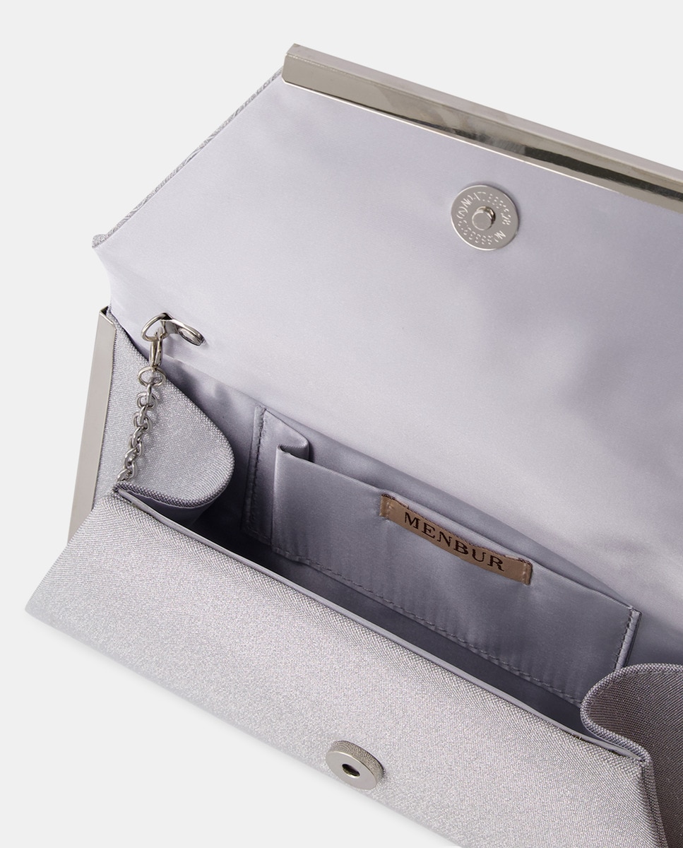 Mala Clutch de Festa com Glitter - Prateado Prata-3