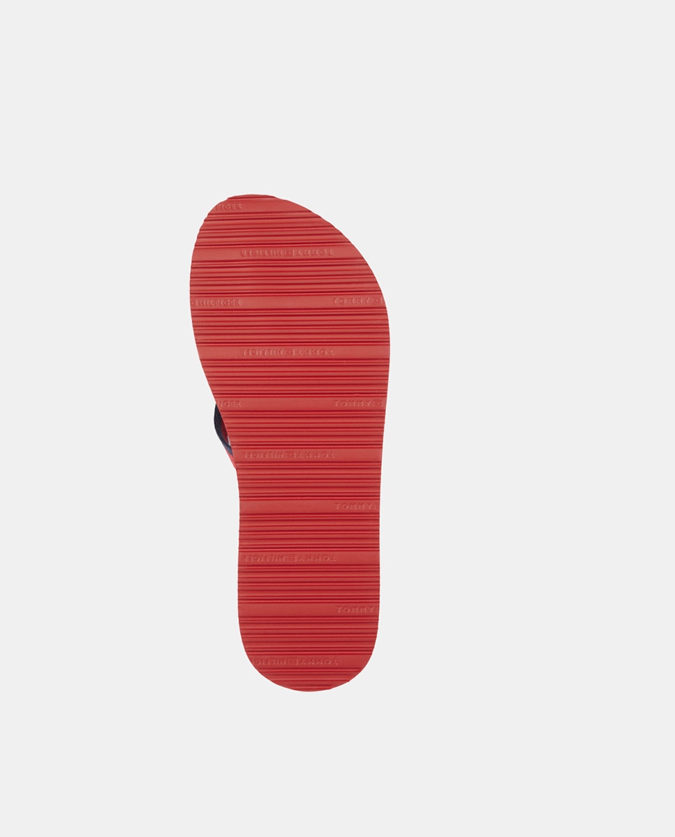 Chinelos com Tiras, Estampado às Riscas e em Têxtil Azul-marinho-4