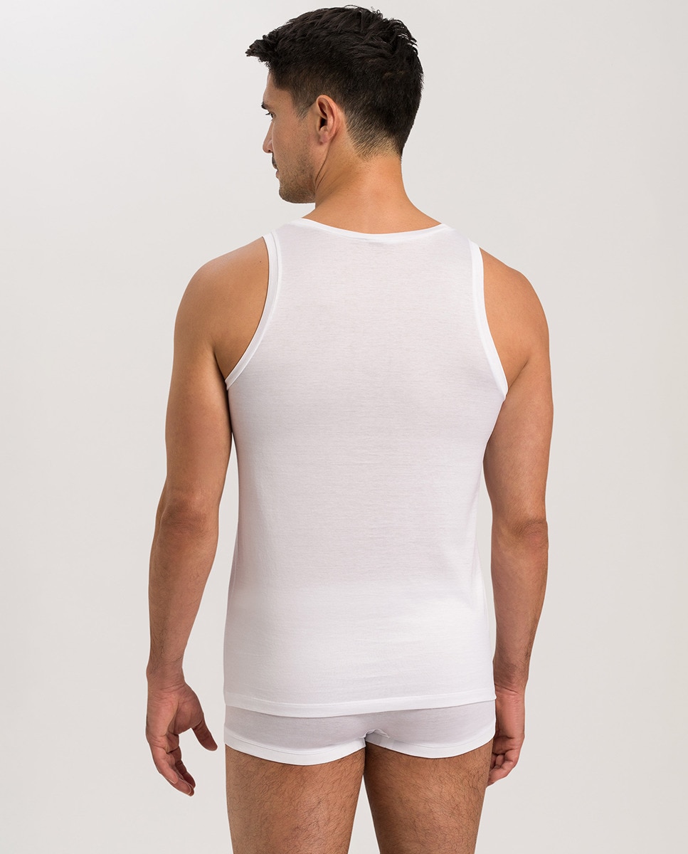 Camisola interior de Fio da Escócia de homem Hanro preta de alças Branco-2