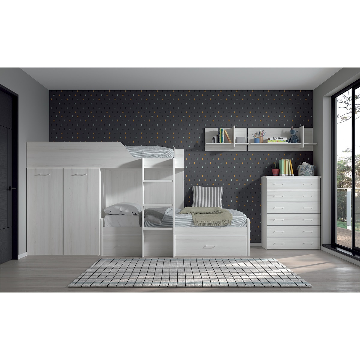 Estante Cruzada com 2 Aberturas Noel Pedra - Giz-2