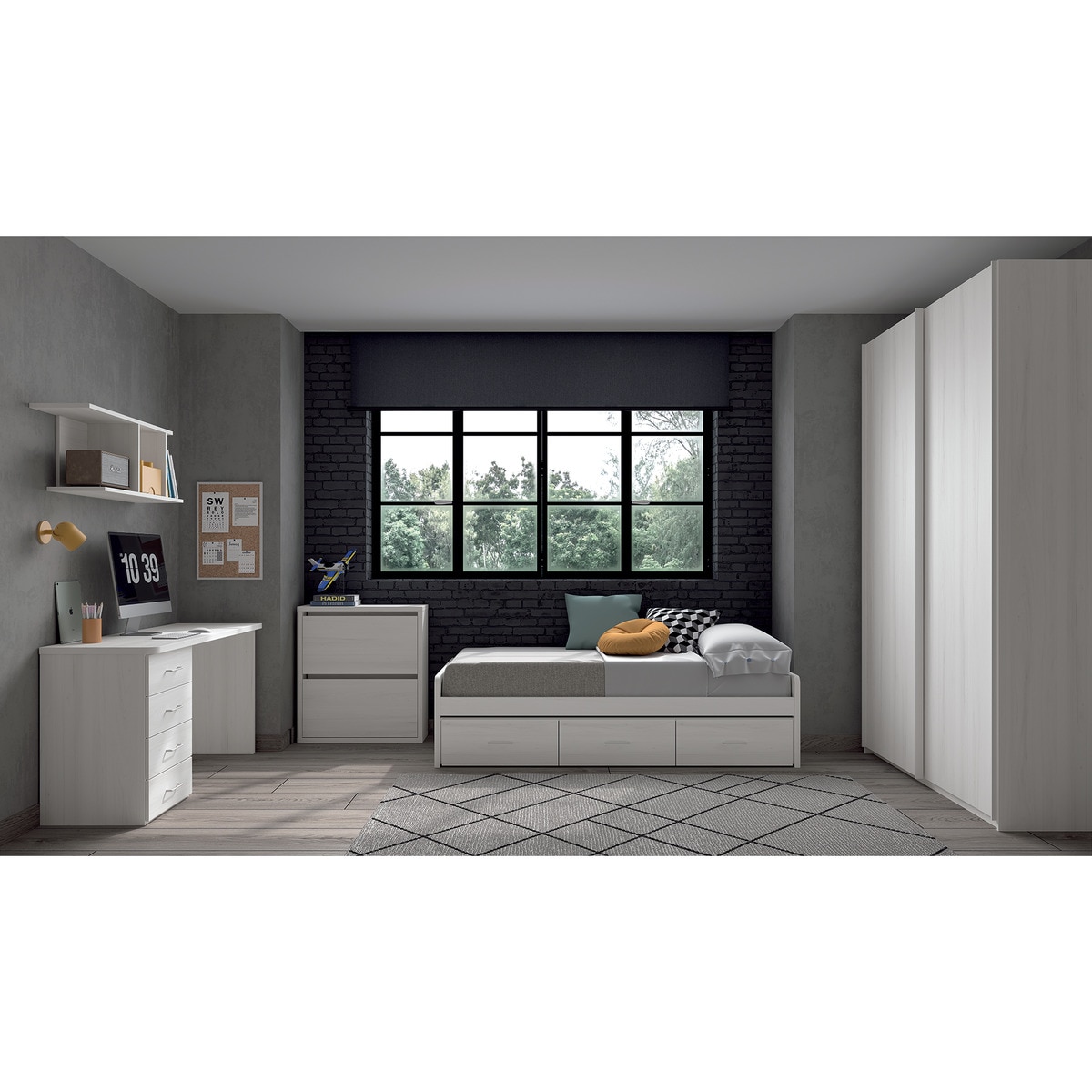 Estante Cruzada com 2 Aberturas Noel Pedra - Giz-4