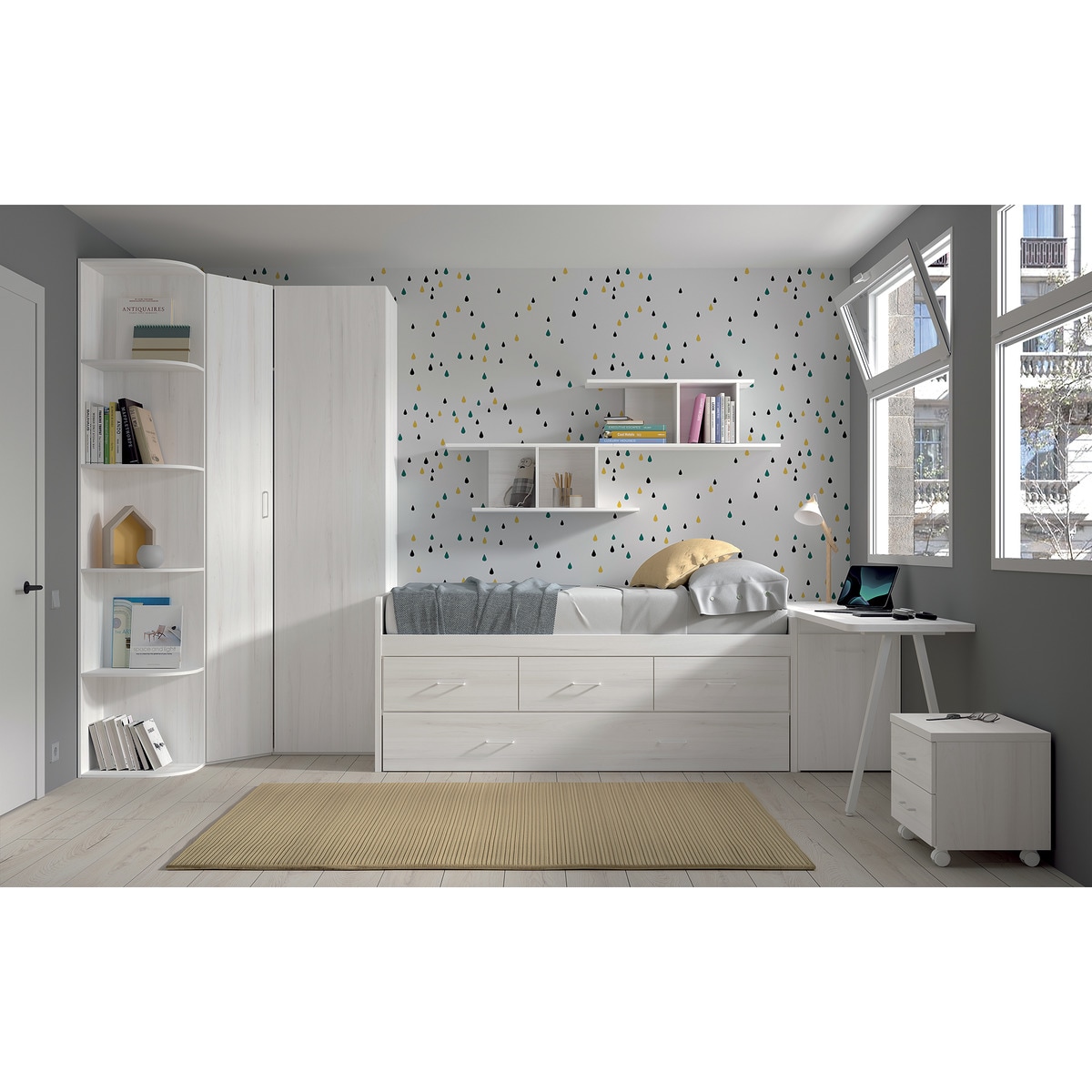 Estante Móvel Noel Pedra - Giz-3