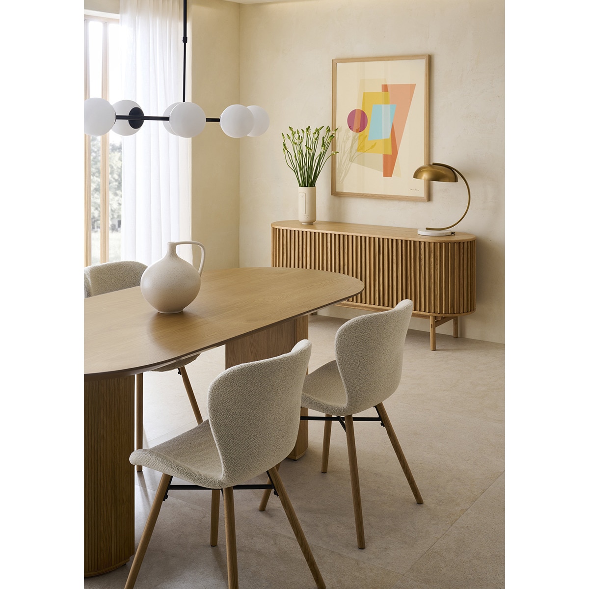 Aparador de madera de roble con puertas correderas Adam Room - El Corte Inglés Natural-7