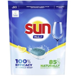 Detergente  Máquina da Loiça Limão embalagem 80 pastilhas - Sun