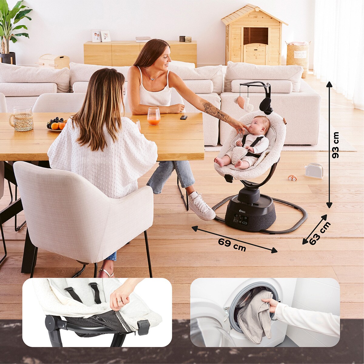 Baloiço Motorizado e Controlável à Distância Swoon Evolution Curl White x Babyatoutprix Azul-7