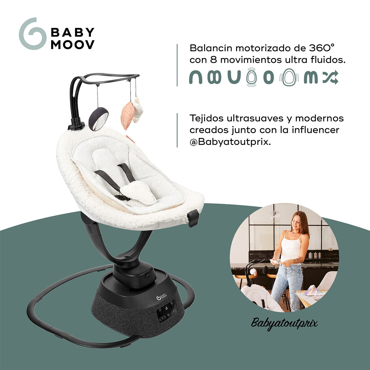 Baloiço Motorizado e Controlável à Distância Swoon Evolution Curl White x Babyatoutprix Azul-3