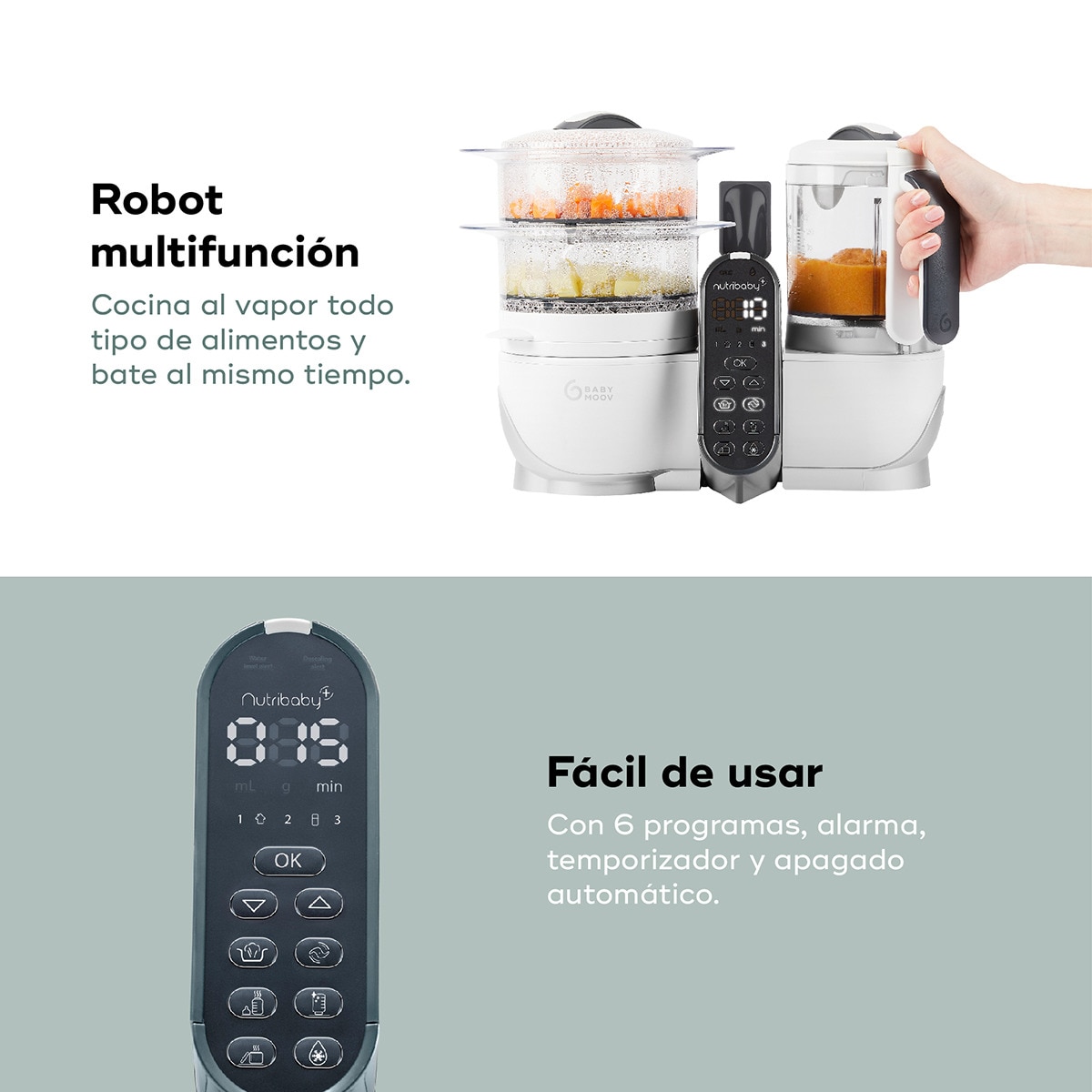 Pack Robot de Cozinha Bebé Nutribaby(+) + 15 Cantis Reutilizáveis Isy Pouches Branco-4