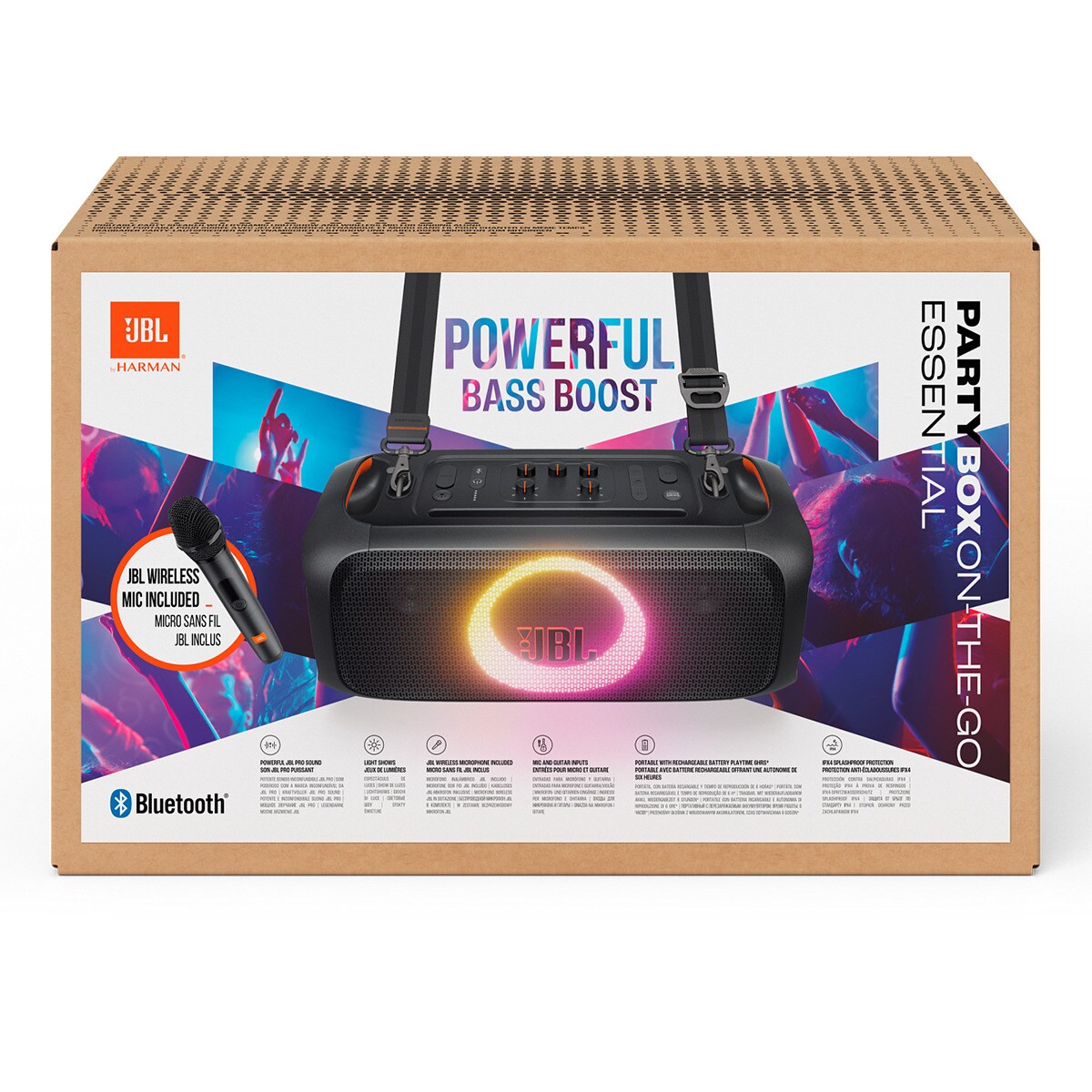 Coluna Portátil JBL PartyBox On-The-Go Essential com Luzes e Microfone sem Fios - Preto Preto-10