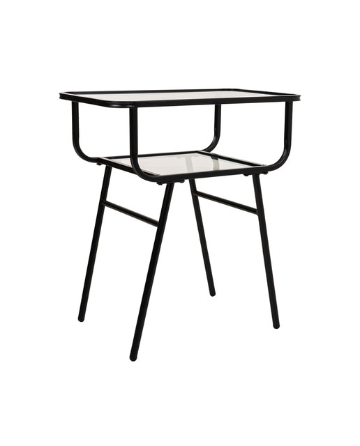 Imagen 0 de Mesita de metal y cristal con 1 balda gris