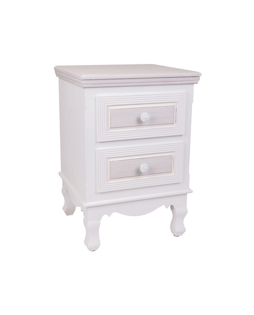 Imagen 0 de Mesita de madera de 2 cajones blanco