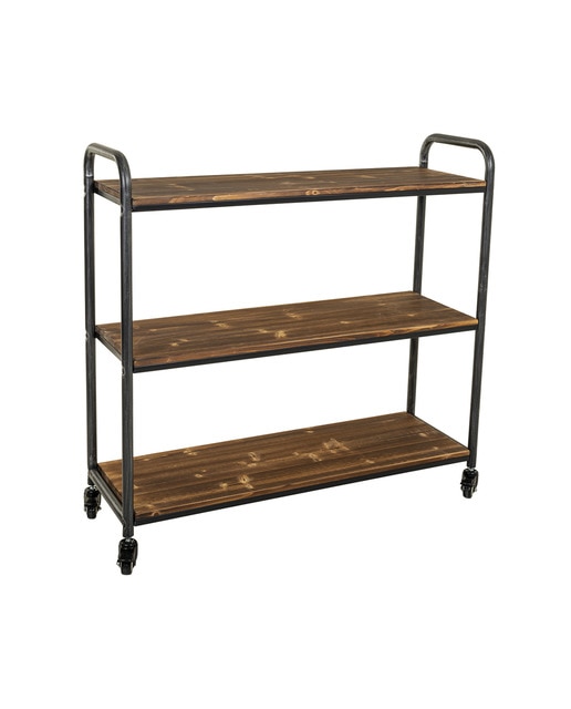 Imagen 0 de Kit estantería de madera y metal de 3 baldas con ruedas