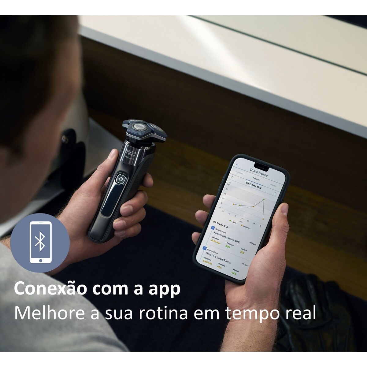 Máquina de Barbear Philips Serie 7000 S7886/35 Uso Seco e Molhado com Suporte de Garga e Bolsa e Autonomia 60 Minutos 8