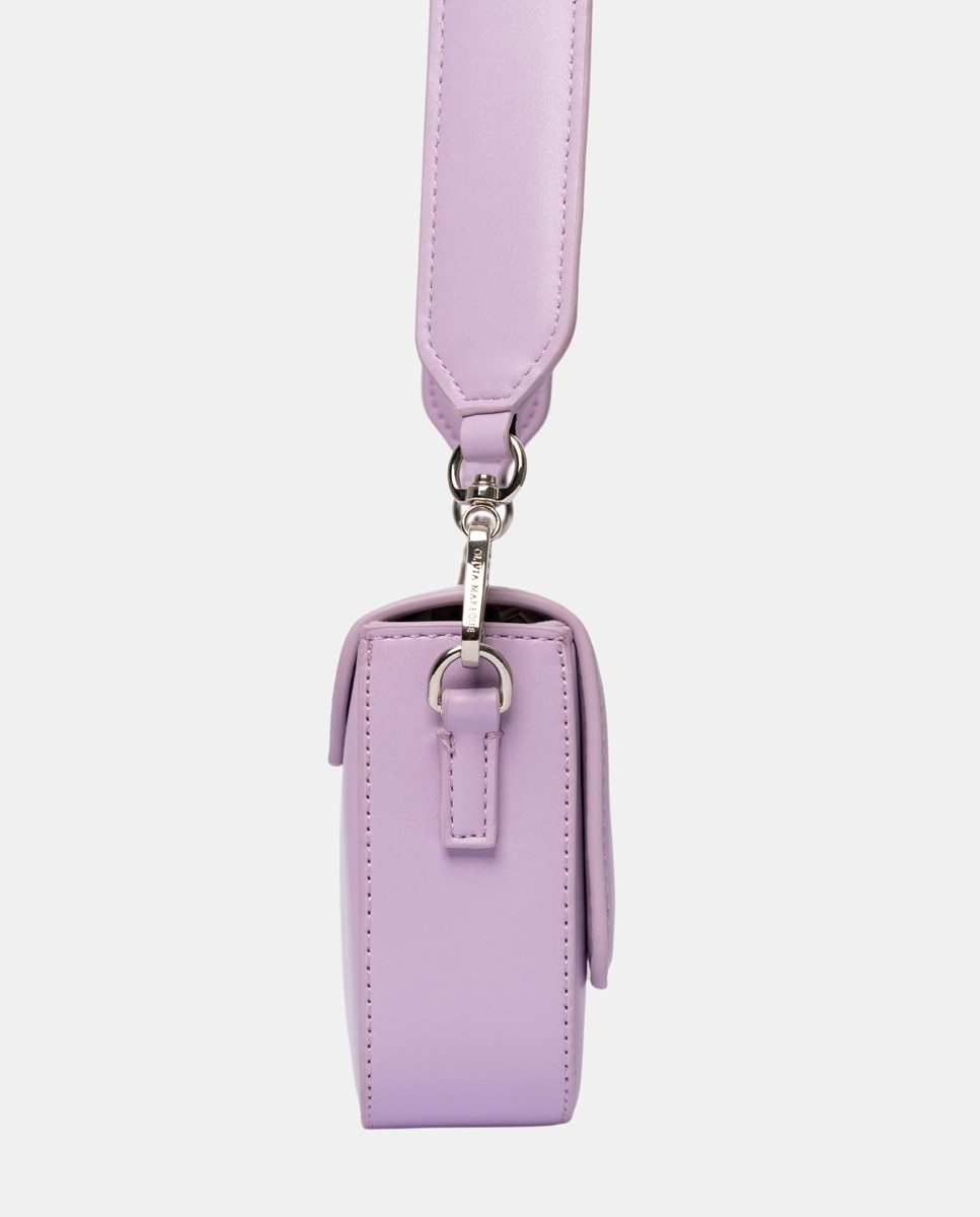 Mala a Tiracolo Mini Pantone com Aba - Lilás Lilás-4