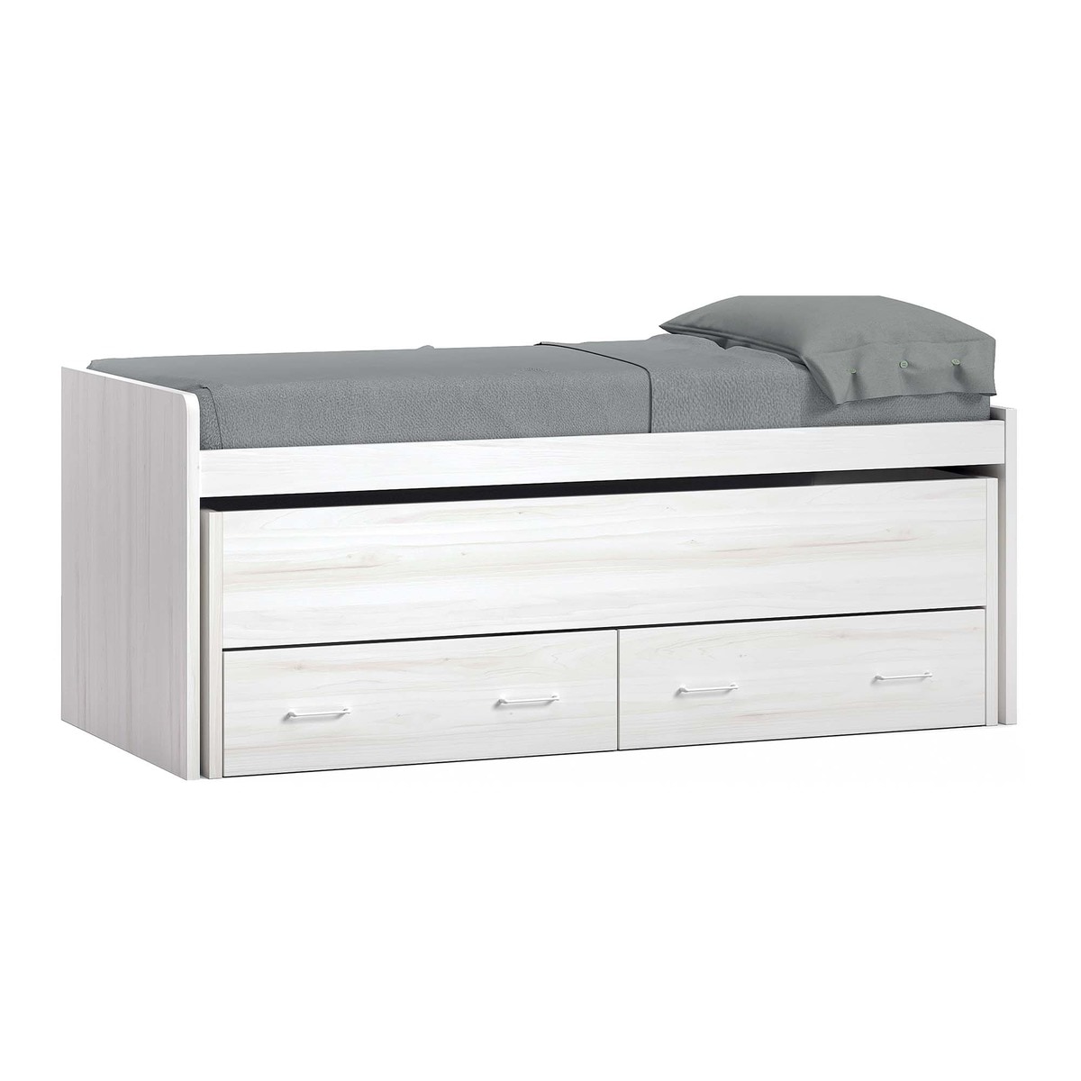 Cama com Gavetão Oculto e 2 Gavetas Noel Pedra - Giz-1