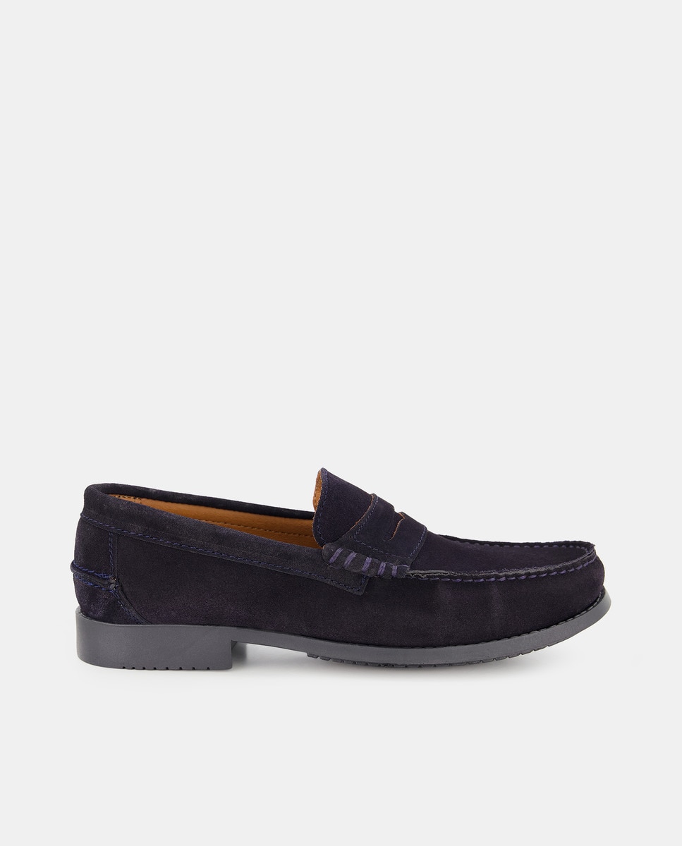 Imagen 0 de Mocasín con antifaz de piel serraje con pìso de goma
