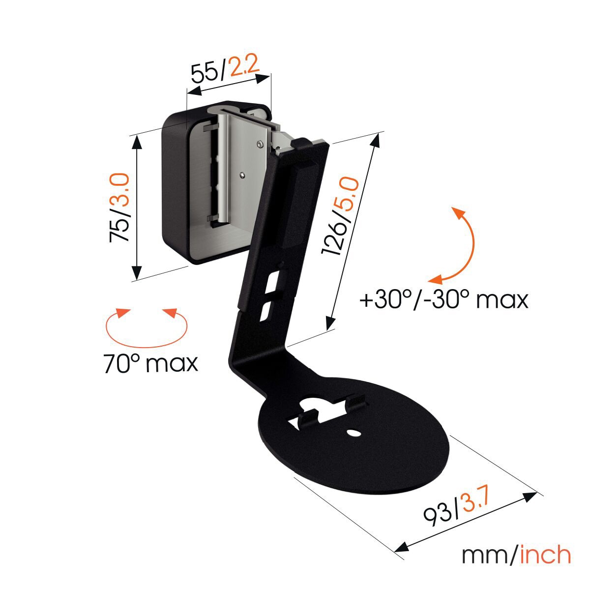Soporte de pared Vogel's SWM 4111B para altavoz Sonos Era 100 Negro Negro-3