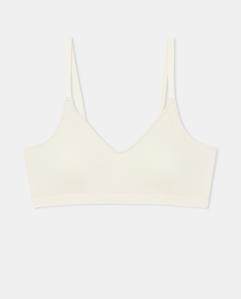 Sujetador canalé liso Crema-3