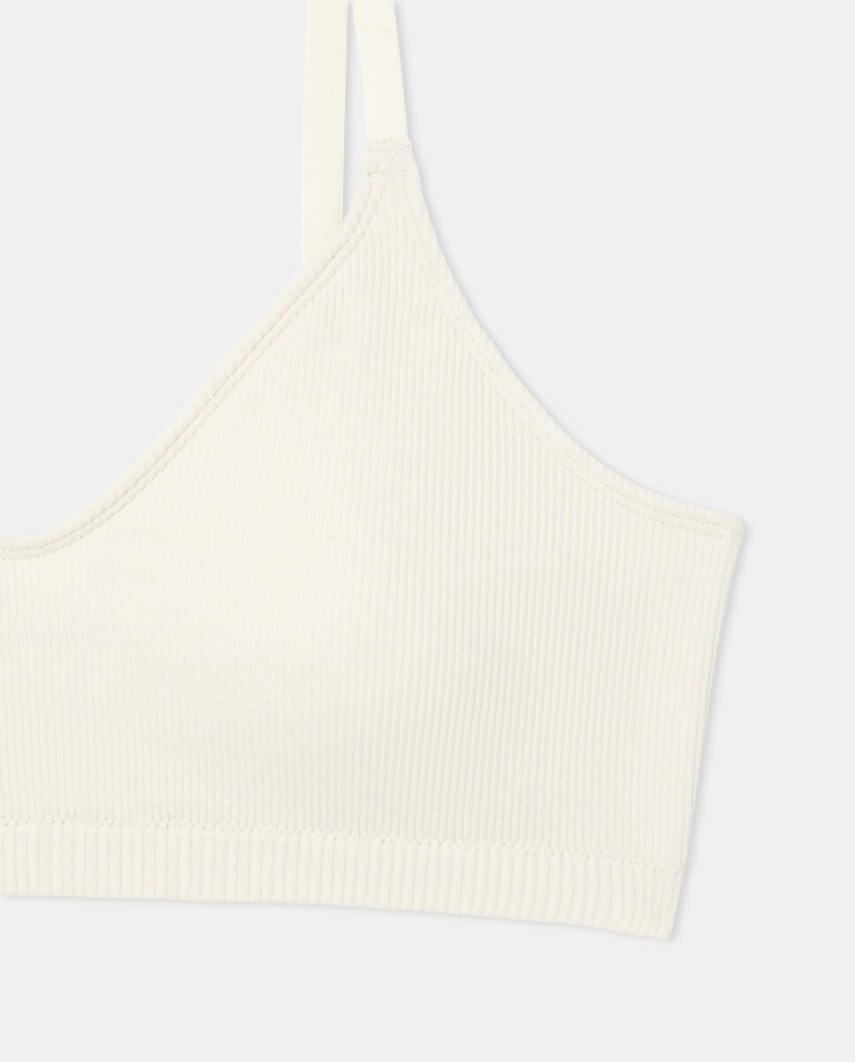 Sujetador canalé liso Crema-4